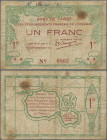 French Oceania: Caisse des Établissements Français de l'Océanie, 1 Franc, L.15.09.1943, P.11, toned paper with larger stain, minor margin split and gr...