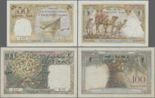 French Somaliland: Trésor Public - Côte Française des Somalis, series ND(1952), pair with 50 Francs (P.25, XF/XF+) and 100 Francs (P.26, XF). (2 pcs.)...