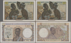 French West Africa: Banque de l'Afrique Occidentale and Institut d'Émission de l'Afrique Occidentale Française et du Togo, lot with 6 banknotes, serie...