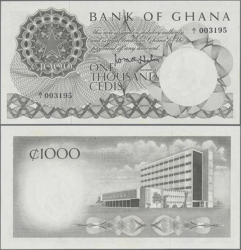 Ghana: Bank of Ghana, 1.000 Cedis ND(1965), P.9A in perfect UNC condition.
 [di...