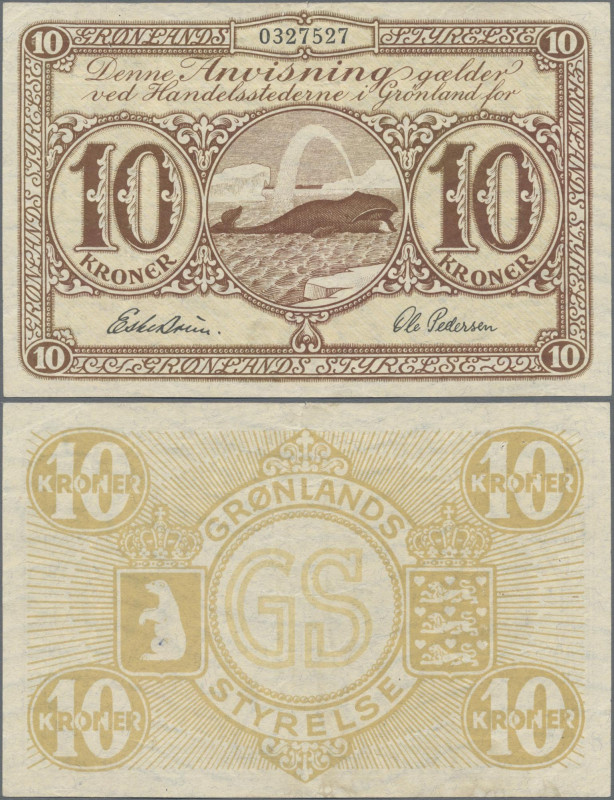 Greenland: Government of Greenland, 10 Kroner ND(1945), signatures Eske Brun & O...