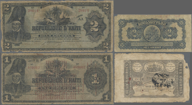 Haiti: République d'Haïti, nice lot with 4 banknotes, series 1827-1950, comprisi...