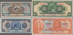 Haiti: Banque Nationale de la République d'Haïti, lot with 8 banknotes, comprising 1 and 2 Gourdes ND(1960) (P.178a, 179a, UNC), 1 and 5 Gourdes ND(19...