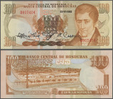 Honduras: Banco Central de Honduras 100 Lempiras 1982, P.69a, tiny dint upper left, otherwise perfect, Condition: aUNC/UNC.
 [differenzbesteuert]