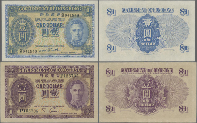 Hong Kong: Government of Hong Kong, very nice pair with 1 Dollar ND(1936) (P.312...