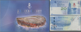 Hong Kong: Bank of China – Hong Kong Limited, 20 Dollars 2008, Commemorative Issue for the Olympic Games in China in 2008, P.340b with original folder...
