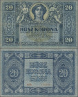 Hungary: Hungarian Post Office Savings Bank, 20 Korona 1919, P.38b, some small folds and minor margin split, Condition: F+/VF.
 [differenzbesteuert]