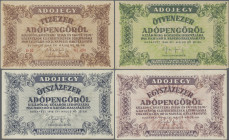 Hungary: Ministry of Finance, set with 10.000, 50.000, 100.000 and 500.000 Adopengö 1946, P.138, 139, 143, 144 in F to VF+ condition. (4 pcs.)
 [diff...