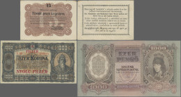 Hungary: Huge lot Hungary with 23 banknotes, series 1849-1945, 15 Pengö Krajczarra – 1.000 Pengö, P.20, 27, 43, 44, 57, 58, 60-63, 65, 66, 77, 81, 97-...