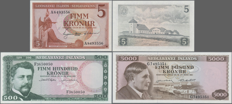 Iceland: Central Bank of Iceland, lot with 11 banknotes, series 1957-1961, with ...