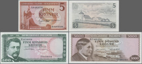 Iceland: Central Bank of Iceland, lot with 11 banknotes, series 1957-1961, with 5-1.000 Kronur (P.37-41, UNC), 10-5.000 Kronur 1961 (P.42-47, UNC). (1...