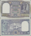 India: Reserve Bank of India, 10 Rupees ND(1943), P.24 in UNC condition with small staple holes as usually.
 [differenzbesteuert]