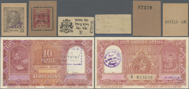 India: Principal States of India, lot with 10 small exchange notes and local ban...