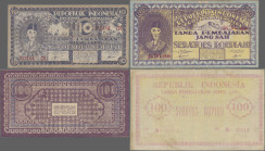 Indonesia: Republic Indonesia – Local & Rebellious Issues, lot with 20 banknotes, series 1947-1959, comprising 1, 5 and 25 Rupiah 1947 (P.S121-122, S1...