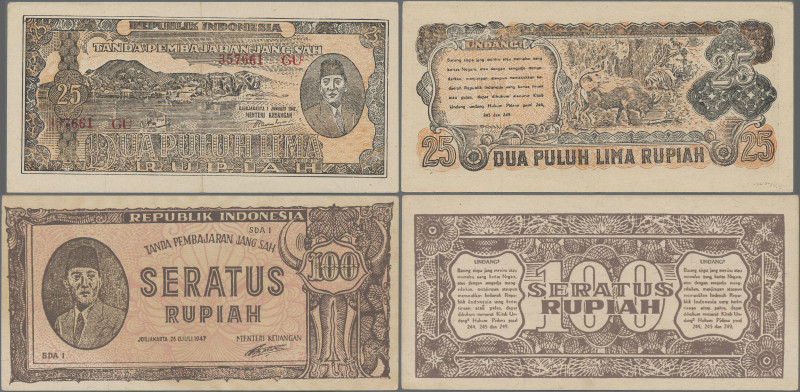 Indonesia: Republic Indonesia, lot with 10 banknotes, series 1947-1947, with 1, ...