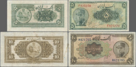 Iran: Bank Melli Iran, series SH1311(1932), pair with 5 Rials (P.24a, F) and 10 Rials (P.25a, F/F+). (2 pcs.)
 [differenzbesteuert]