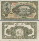 Iran: Bank Melli Iran, 50 Rials SH1311-1314(ca.1934), P.27b, larger border tears and tiny hole at center, Condition: F/F-.
 [differenzbesteuert]