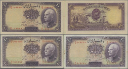 Iran: Bank Melli Iran, set with 3x 10 Rials SH1316, 1317 (1937, 1938), P.33a (VF), P.33b (XF) and P.33Aa (F/F+). (3 pcs.)
 [differenzbesteuert]