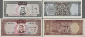 Iran: Bank Markazi Iran, lot with 8 banknotes, series ND(1963-1965), with 50, 100, 20, 50, 100, 200, 500 and 1.000 Rials, P.76-83 in F- to aUNC/UNC co...