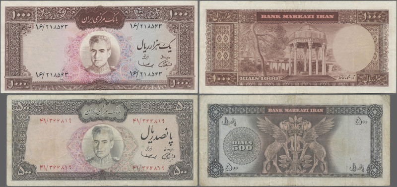 Iran: Bank Markazi Iran, lot with 7 banknotes, series ND(1969), with 20, 50, 100...