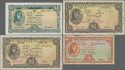 Ireland: Currency Commission and Central Bank of Ireland, lot with 5 banknotes, series 1941-1957, with 2x 10 Shillings (P.1C, 1D, VG), 1 Pound (P.57c,...