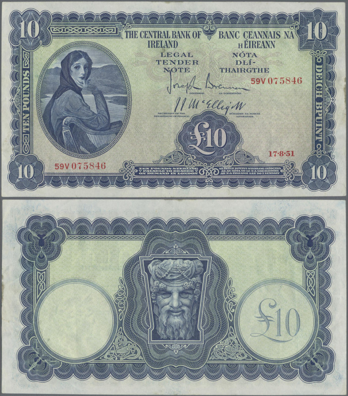 Ireland: Central Bank of Ireland, 10 Pounds 1951, P.59b, great original shape wi...