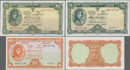 Ireland: Central Bank of Ireland, small lot with 3 banknotes, 10 Shillings 1968 (P.63a, aUNC) and 2x 1 Pound 1967, 1976 (P.64a,d, aUNC/UNC). (3 pcs.)...