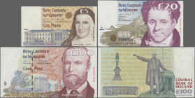 Ireland: Central Bank of Ireland, lot with 3 banknotes, series 1995-1997, with 5 Pounds (P.75b, XF), 20 Pounds (P.77b, UNC) and 100 Pounds (P.79a, VF,...