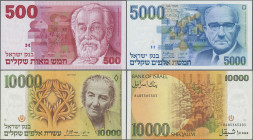 Israel: Bank of Israel, lot with 10 banknotes, 1980-1984 series, with 1, 5, 10, 50 and 2x 100 Sheqalim (P.43a, 44, 45, 46a, 47a,b, UNC, except P.47b i...