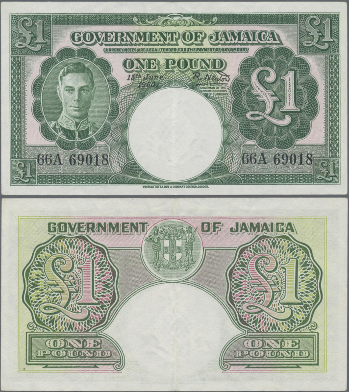 Jamaica: Government of Jamaica, 1 Pound 15th June 1950, P.41b, excellent origina...