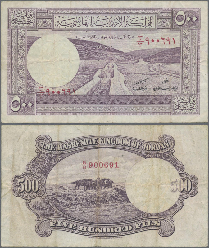 Jordan: The Hashemite Kingdom of Jordan, 500 Fils L.1949 (ND 1952), P.5Ab, tiny ...