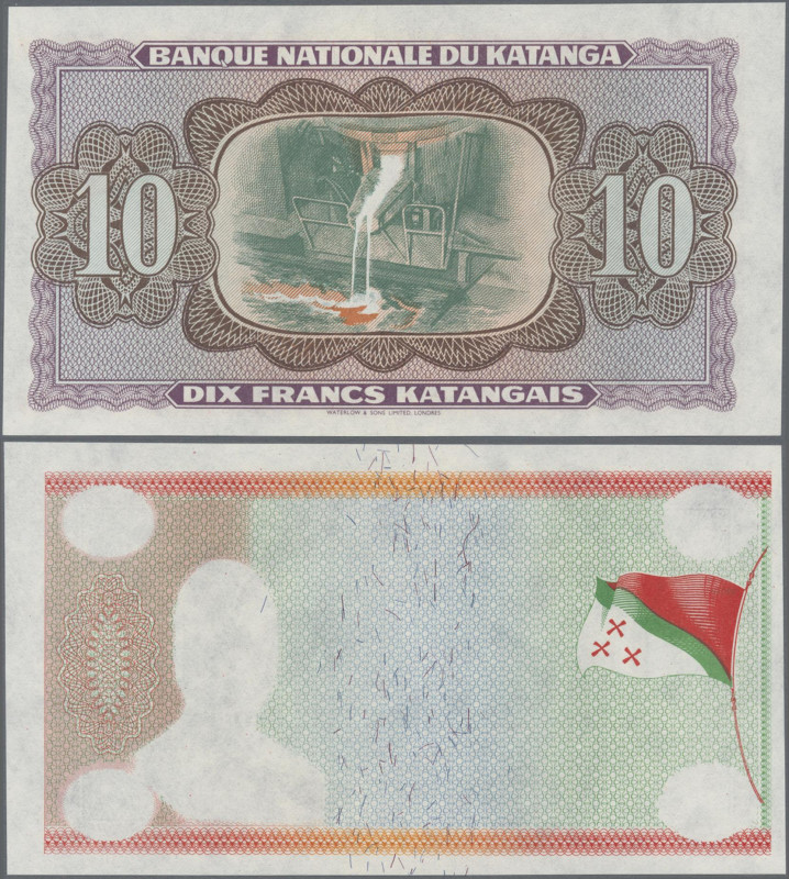 Katanga: Banque Nationale du Katanga, 10 Francs 1960 UNFINISHED PROOF, P.5Ap in ...