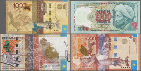 Kazakhstan: National Bank of Kazakhstan, huge lot with 28 banknotes, series 1993-2014, 1 Tyin – 5.000 Tenge, P.1a-13a, 16a, 20a-22, 28-30, 34ar-REPLAC...