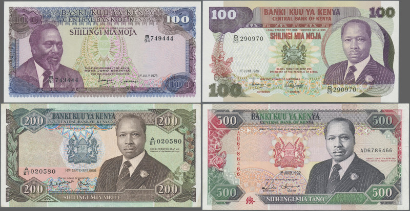 Kenya: Central Bank of Kenya, giant lot with 40 banknotes, series 1978-2008, com...