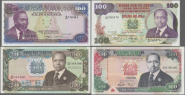 Kenya: Central Bank of Kenya, giant lot with 40 banknotes, series 1978-2008, comprising for example 100 Shillings 1978 (P.18, UNC), 100 and 200 Shilli...