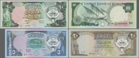 Kuwait: Central Bank of Kuwait, lot with 8 banknotes, series 1968-1992, with 2x ¼, ½, 2x 1, 5, 10 and 20 Dinars, P.11d, 12d, 13a,d, 14c, 15c, 16b, 17 ...
