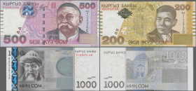 Kyrgyzstan: Bank of Kyrgyzstan, huge lot with 26 banknotes, 1 Tyin – 1.000 Som, series 1993-2010, P.1-15, 17, 19-22, 24-26, 29 in UNC condition.
 [di...