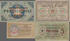 Latvia: Riga's Workers Deputies' Soviet, set with 1, 3, 5 and 10 Rubli 1919, P.R1-R4 in VF to UNC condition. (4 pcs.)
 [differenzbesteuert]