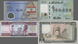 Lebanon: Banque du Liban, huge lot with 31 banknotes, series 1968-2014, 1-100.000 Livres, comprising for example 5 Livres 1964 (P.62a, UNC), 25 Livres...