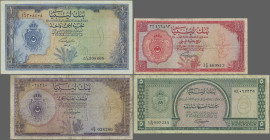 Libya: Bank of Libya, very nice set with 4 banknotes, 1959-1963 series, with ¼ and ½ Pound (P.23a, 24, F/F-, minor margin split), 1 Pound (P.25, VF) a...