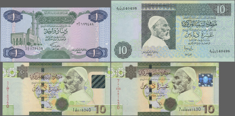 Libya: Central Bank of Libya, huge lot with 34 banknotes, series 1981-2015, comp...