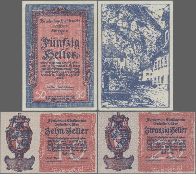 Liechtenstein: Principality of Liechtenstein, set with 10, 20 and 50 Heller ND(1...