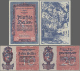 Liechtenstein: Principality of Liechtenstein, set with 10, 20 and 50 Heller ND(1920), P.1-3 in UNC condition. (3 pcs.)
 [differenzbesteuert]