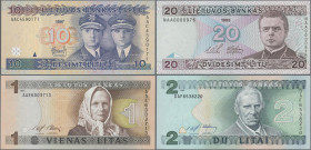 Lithuania: Lietuvos Bankas, set with 5 banknotes, series 1993-1997, with 1, 2, 5, 10 and 20 Litu, P.53-55, 57, 59 in UNC condition. (5 pcs.)
 [differ...