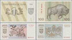 Lithuania: Lietuvos Respublika, huge lot with 20 banknotes, series 1991-1993, with 0.10 – 0.50 Talonas (P.29a,b, 30, 31a,b, UNC), 2x 1, 3, 5, 10, 25, ...
