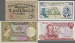 Luxembourg: Grand-Duché de Luxembourg and Banque Internationale à Luxembourg, huge lot with 11 banknotes, series 1914-1980, with 100 Francs 1968 (P.14...