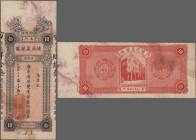 Macau: Chan Tung Cheng Bank, 10 Dollars 1934, issued note with handwritten serial # 43, P.S92, almost perfect condition, just a very soft diagonal ben...