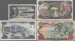Malawi: The Reserve Bank of Malawi, very nice lot with 9 banknotes, series 1964-1986, with 5 Shillings (P.1, F), 1 Kwacha (P.10a, aUNC), 50 Tambala (P...