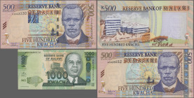 Malawi: Reserve Bank of Malawi, huge lot with 34 banknotes, 1990-2013 series, 1 – 1.000 Kwacha with many different varieties, P.23-25, 28, 29, 31, 32,...