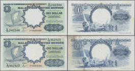 Malaya & British Borneo: Board of Commissioners of Currency – Malaya and British Borneo, pair with 1 Dollar 1959 printed by Waterlow & Sons (P.8, F/F+...